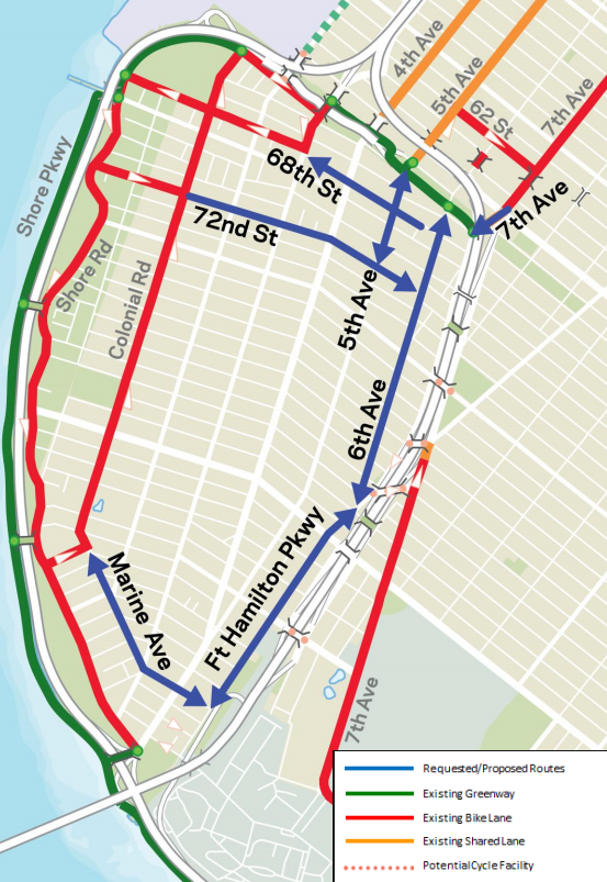 Bay Ridge Map Bay Ridge CB Overwhelmingly Backs Bike Lanes, Pedestrian Safety Fixes ...