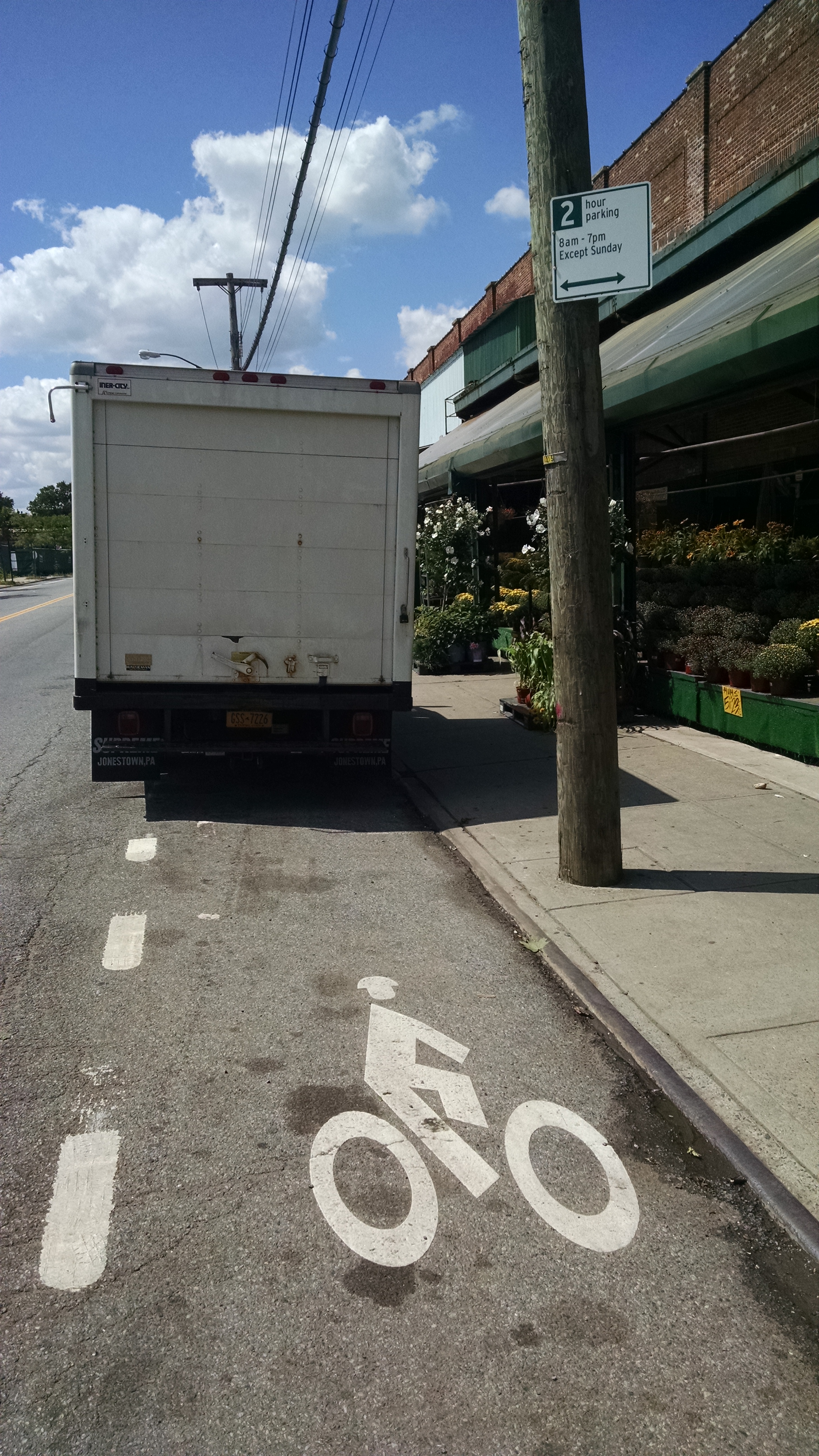 This segment of the Richmond Terrace bike lane is frequently obstructed because it's also an official parking zone. Photo: Greg Mihailovich