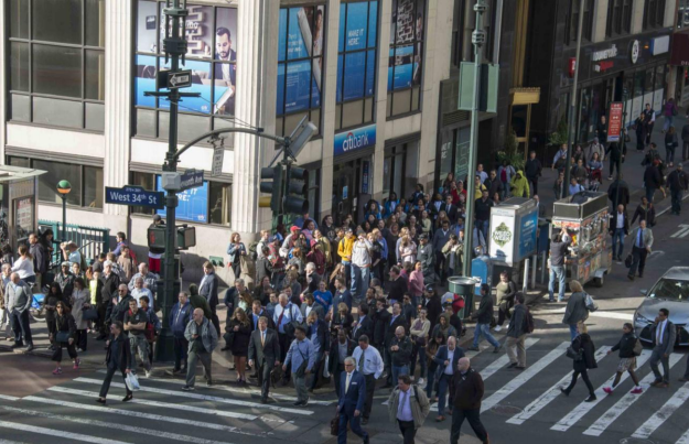 DOT plans to give pedestrians on Seventh Avenue more room with painted sidewalk extensions. Photo: DOT