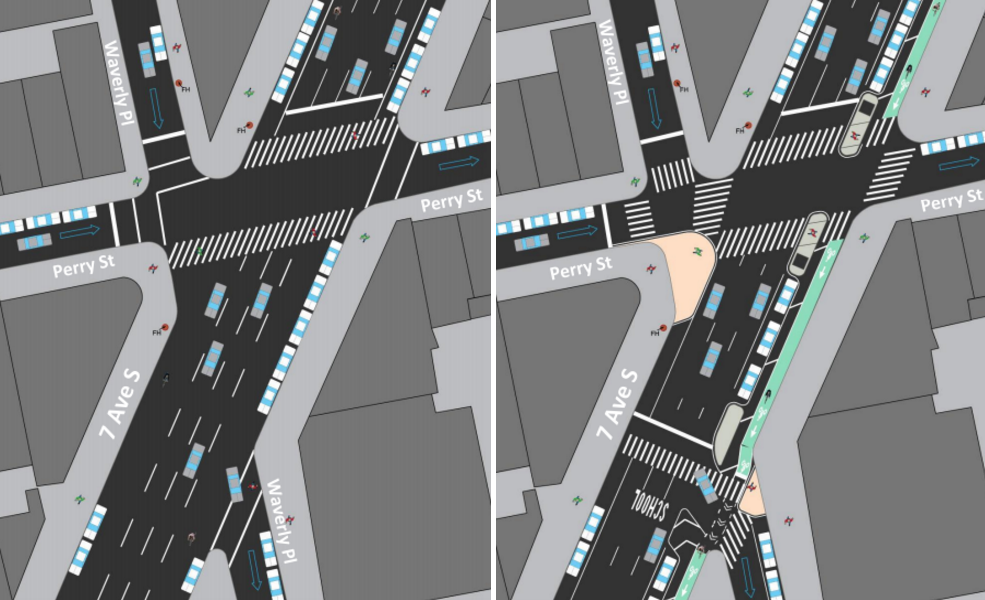 Seventh Avenue South, Waverly Place, and Perry Street. Image: DOT