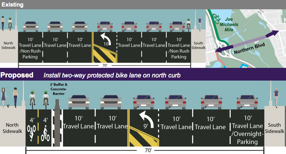 Queens CB 11 Endorses Northern Blvd Bike Lane and More Safety Fixes Near Joe Michaels Mile