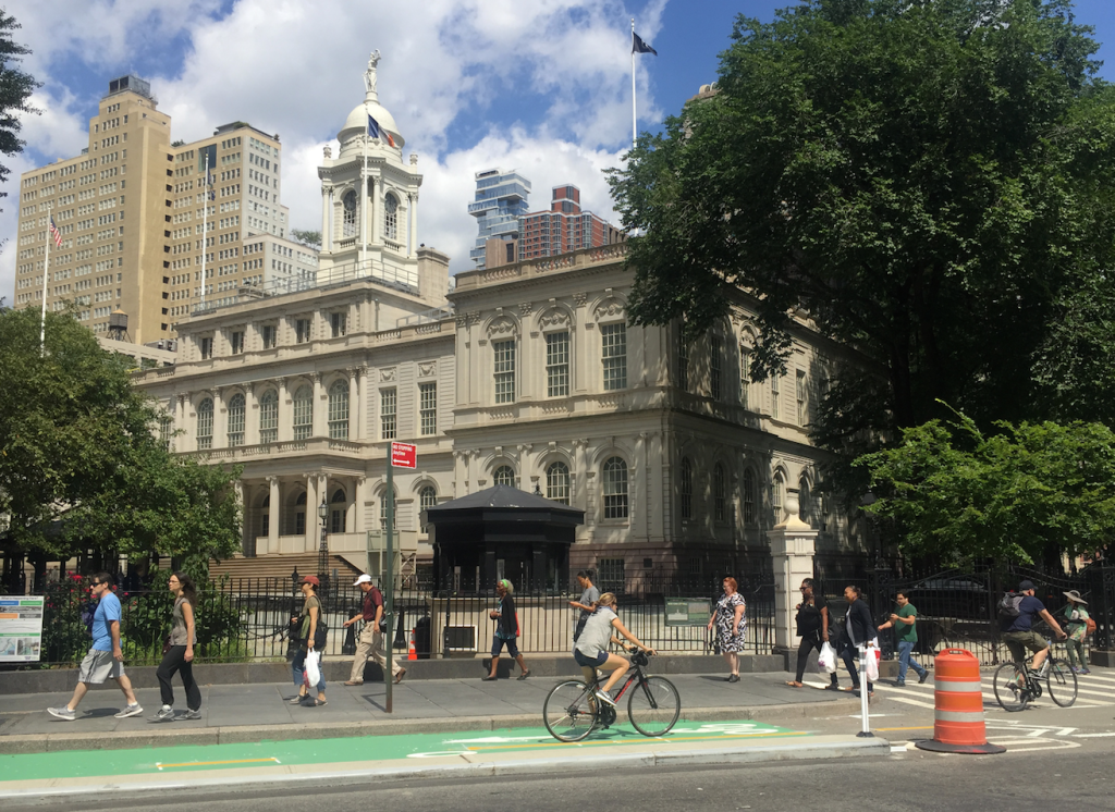 The Bike Lane Outside City Hall Isn’t Full of Parked Cars Anymore