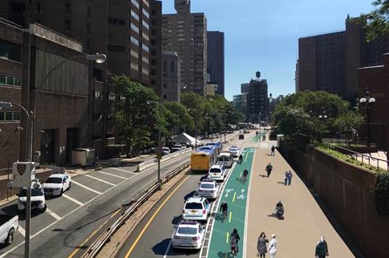 Park Row Security Zone to Reopen With Protected Bike Lane and New Pedestrian Space