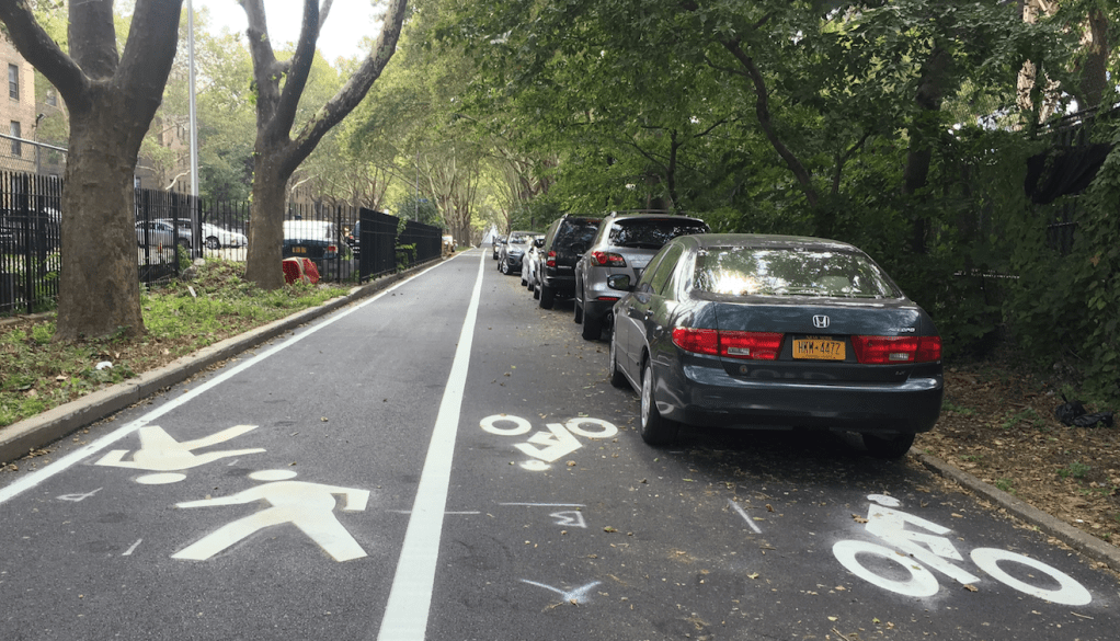 Queensbridge Park Greenway Path Looking Great — Except for the Illegal Parking