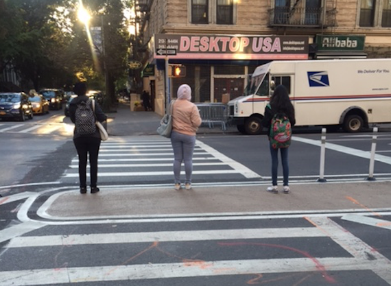 The pedestrian island on Amsterdam Avenue. Photo: Lisa Sladkus