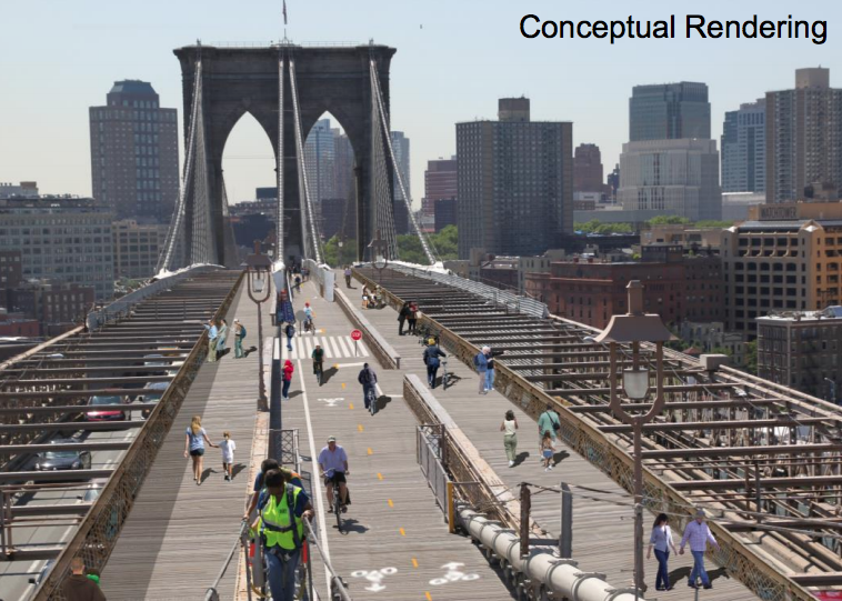 DOT Might Widen Brooklyn Bridge Promenade, But Rules Out Claiming a Car Lane for Bikes