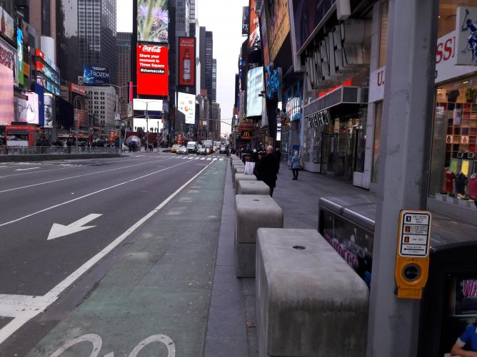 NYPD Security Theater: Out of the Times Square Bike Lane and Onto the Sidewalk