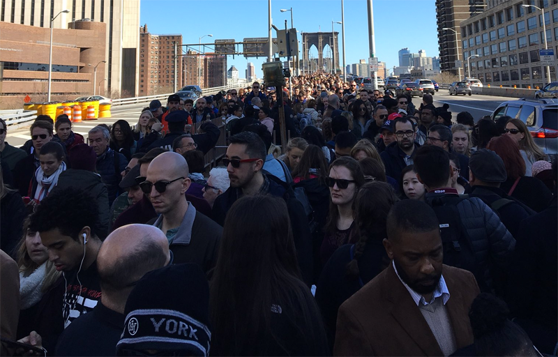 Plight of Spring: Insane Crowding on the Brooklyn Bridge