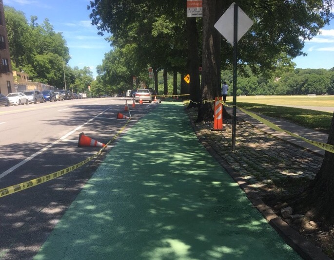 Made in the Shade: First Look at the Broadway Bike Lane By Van Cortlandt Park