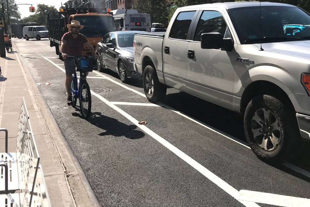 Ninth Street Protected Bike Lane Taking Shape, Albeit With Narrower-Than-Normal Bike Lanes