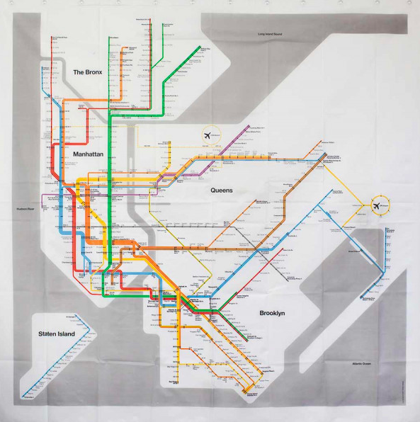 Subway map shower curtain