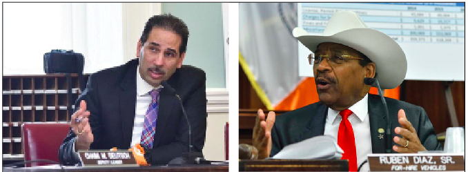 Council Members Fernando Cabrera (left) and Ruben Diaz Sr.