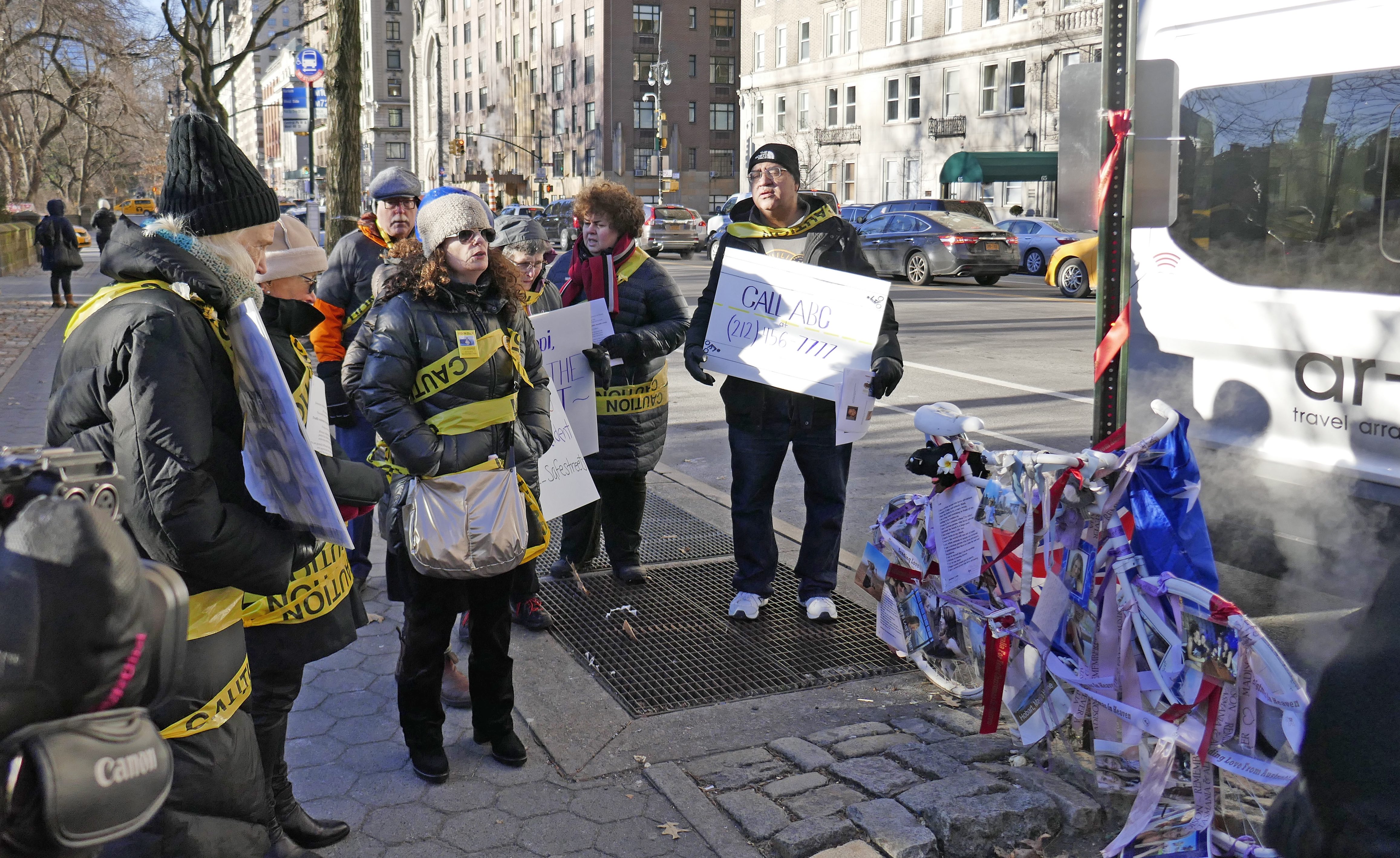 Families for Safe Streets members also visited Madison Lyden's ghost bike. Photo: Ben Verde