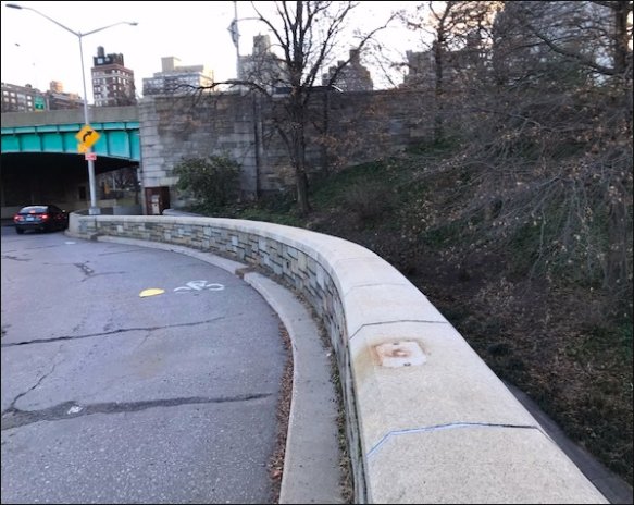 The proposed bike lane would run along this planted area.