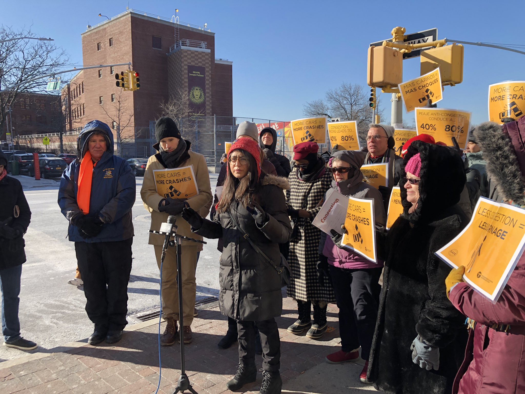 Street safety advocates reminded legislators that congestion pricing will make roadways safer. Photo: Erwin Figueroa/TransAlt