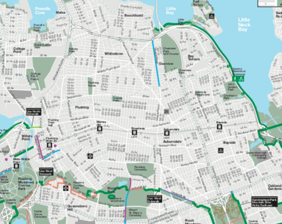 The city plan would at least put some painted bike lanes in an area of Queens that is entirely unsafe for cyclists. Photo: DOT