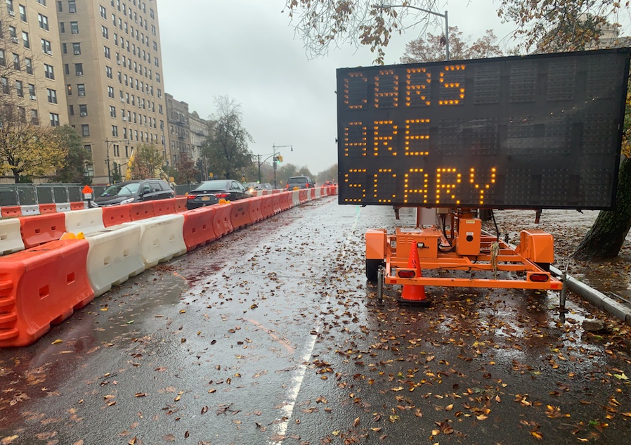UPDATE: ‘Bikesy’ Strikes Again — Road Sign Hacked With ‘Cars are Scary’ Halloween Message!