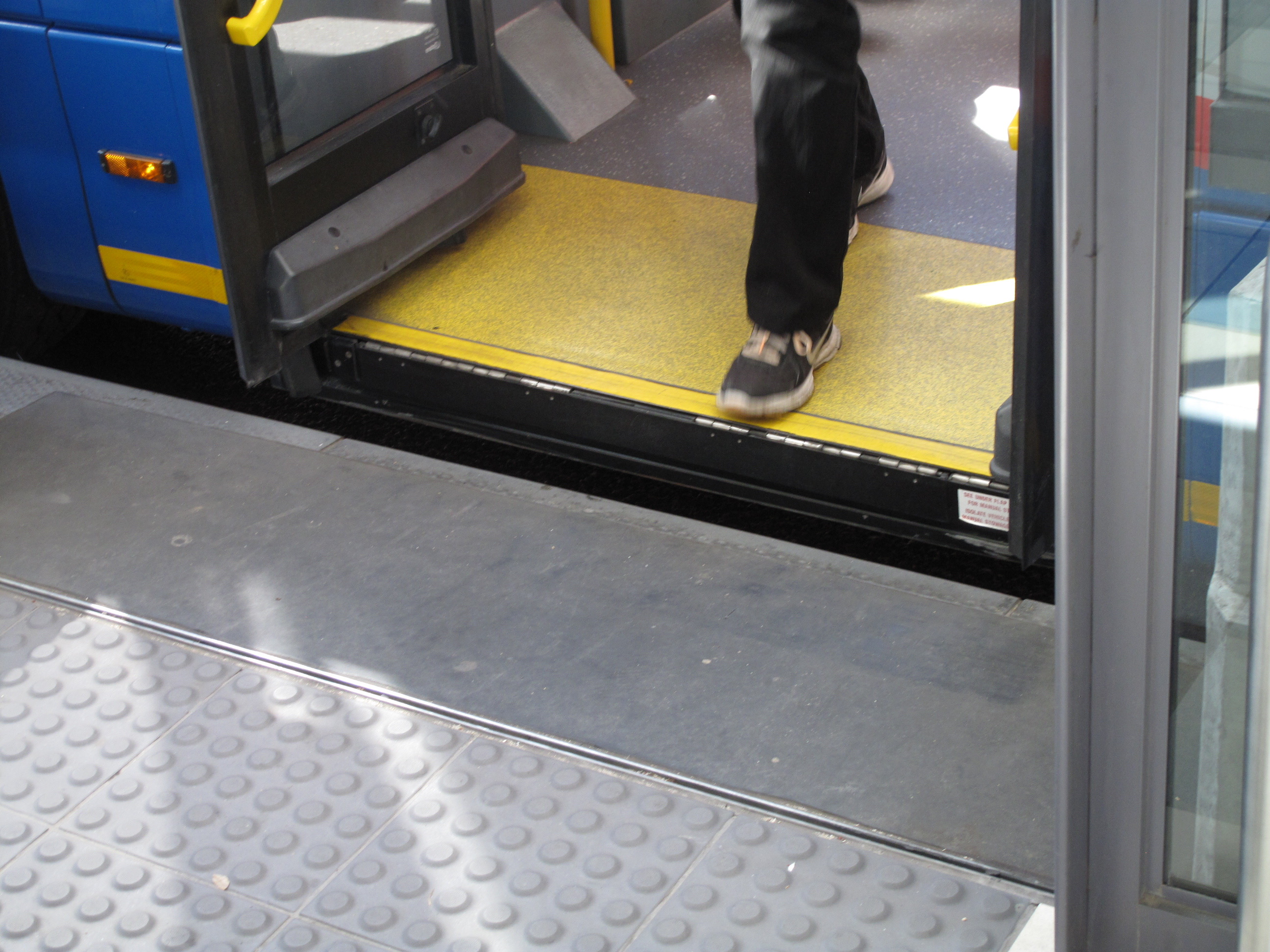 Buses that are flush with the bus stop are easy to enter.