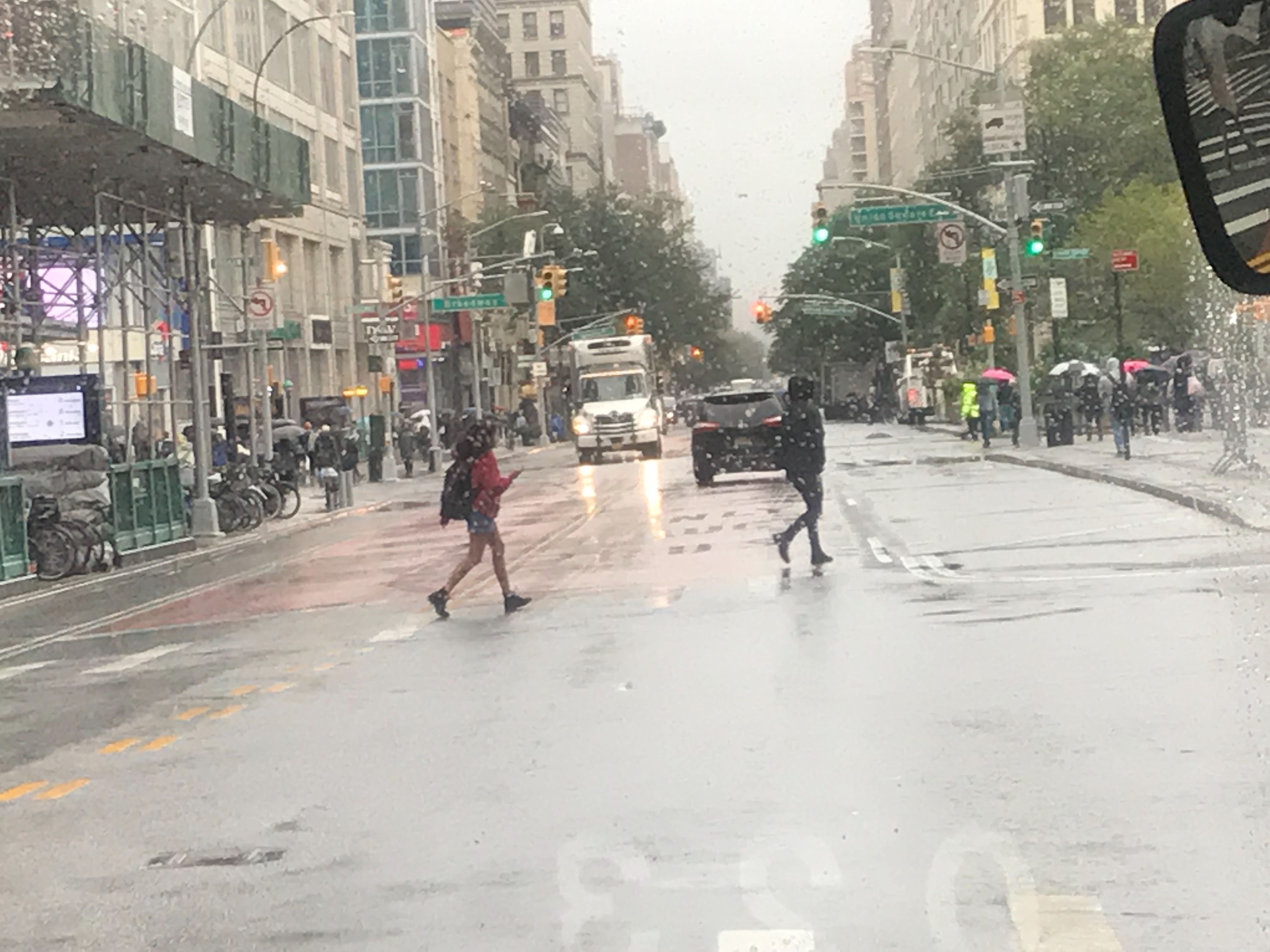 The busway-eye view: From an M14 looking west through Union Square. Photo: Dave Colon