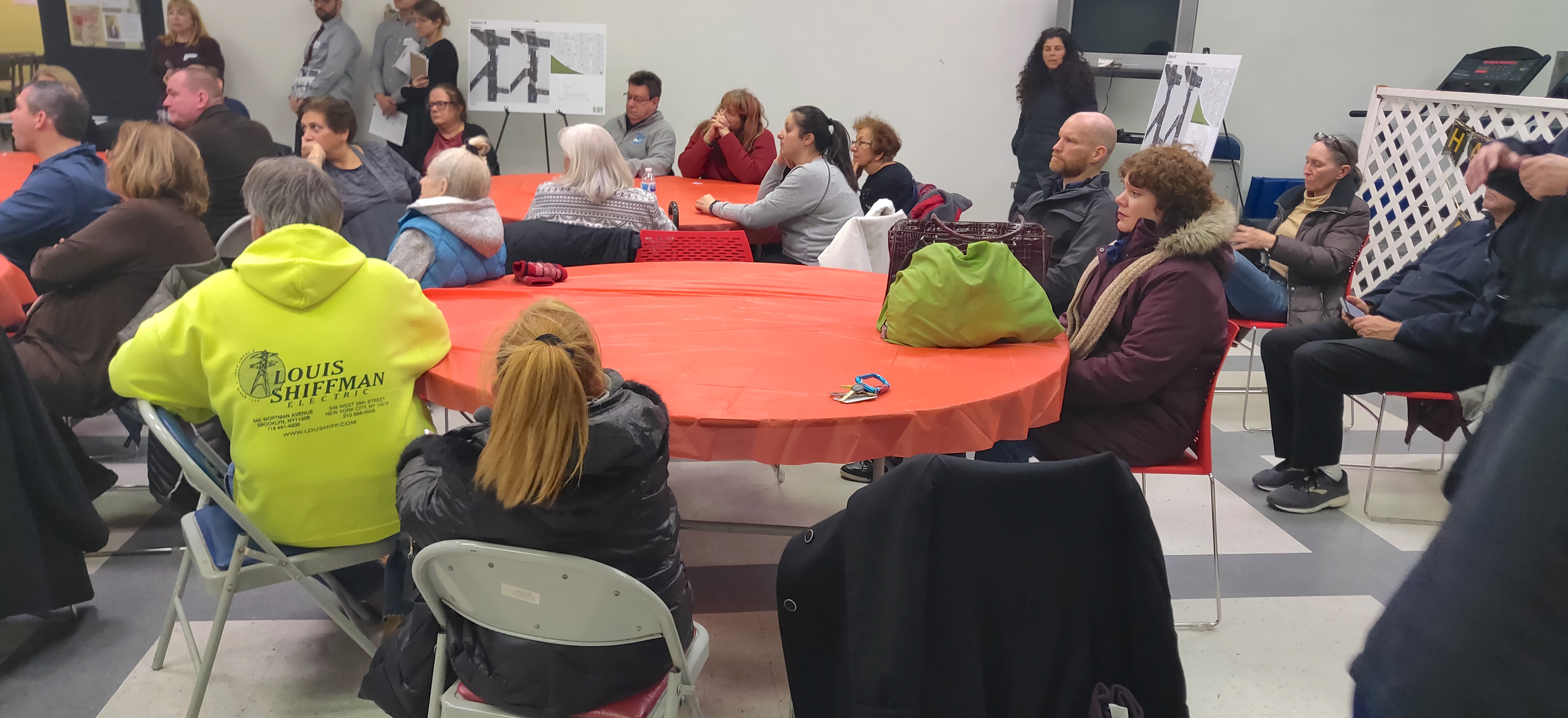 Count them as skeptical: bay Ridge residents listen at the DOT workshop. Photo: Toby Hyde