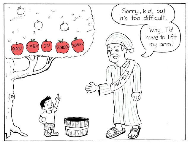 A Round and a Roundy: Sleepy de Blasio and the Case of the Car-Filled School Zone