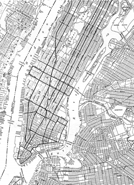 IRUM’s plan for a grid of carfree/light rail streets for the core of the city. Image: IRUM