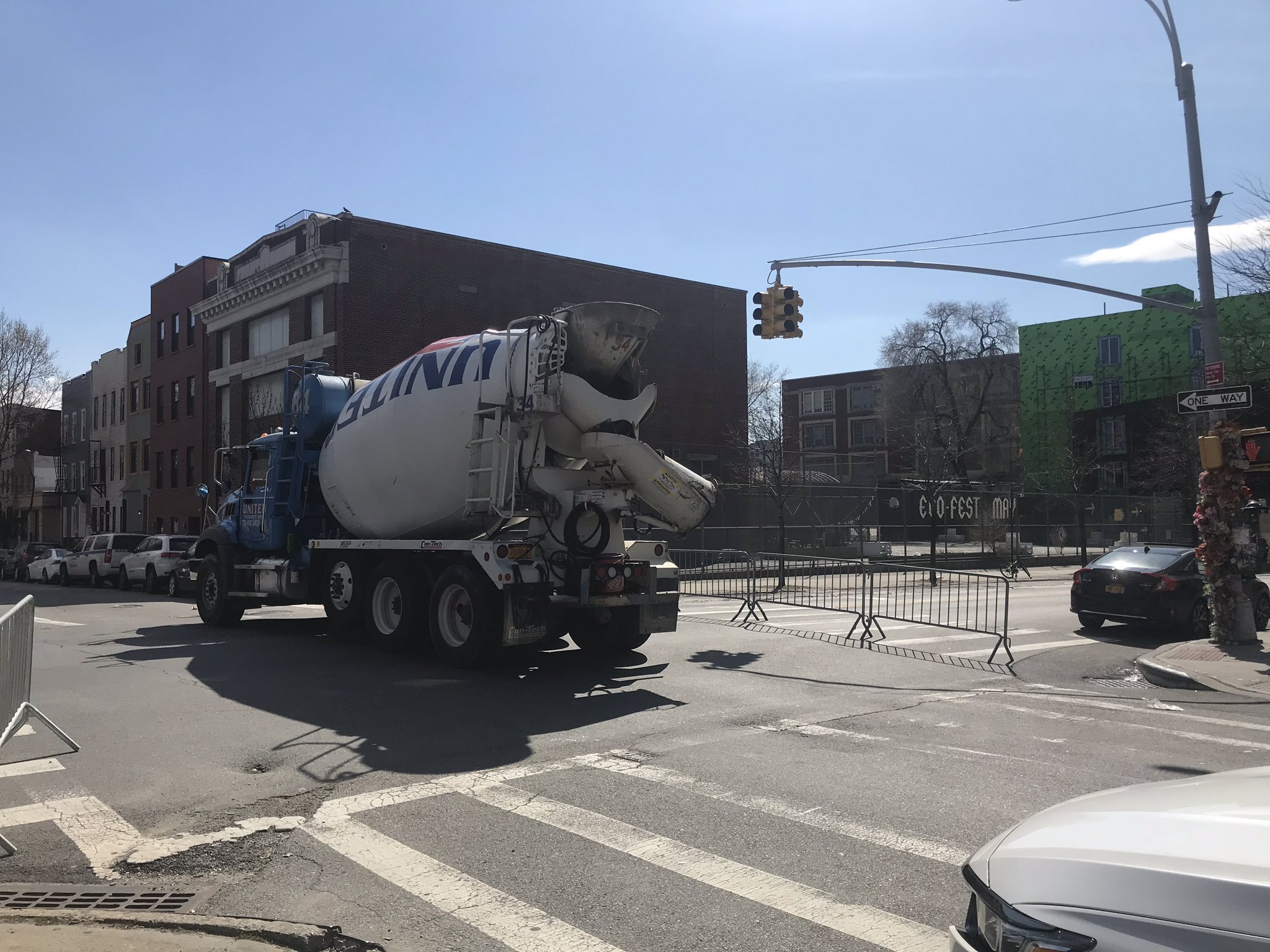 A truck cuts through the open street on Bushwick Avenue. Photo: Julianne Cuba