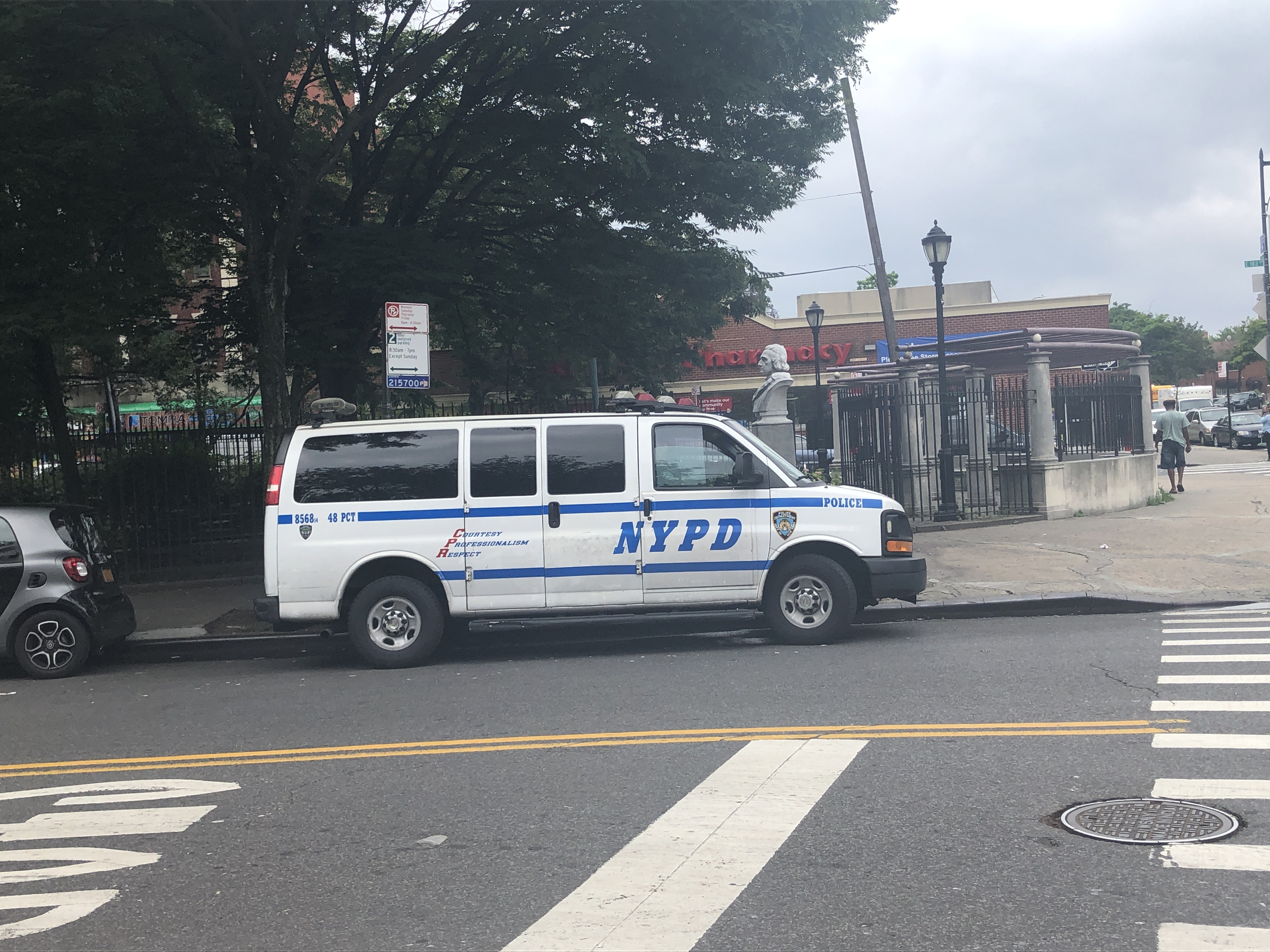 Guarding the bust in The Bronx. Photo: Adam Light