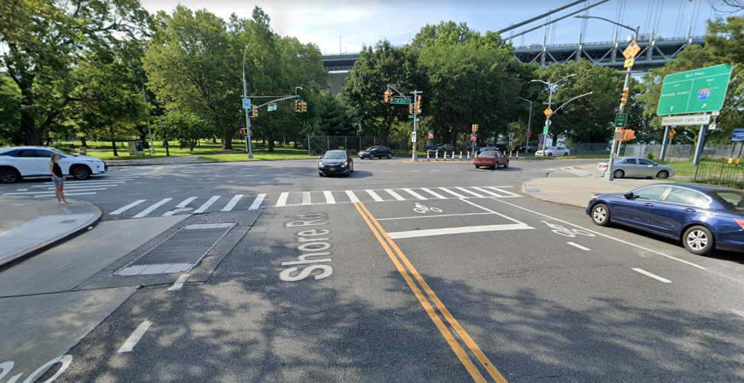 Shore Road and 4th Avenue, the chaotic intersection where the public advocate was hit by a driver. Photo: Google Maps