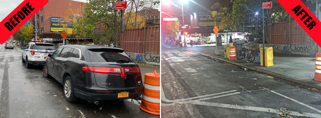 STREETSBLOG GETS ACTION: After Nine Reports, NYPD Finally Removes Abandoned Taxi from DOT Bike Lane