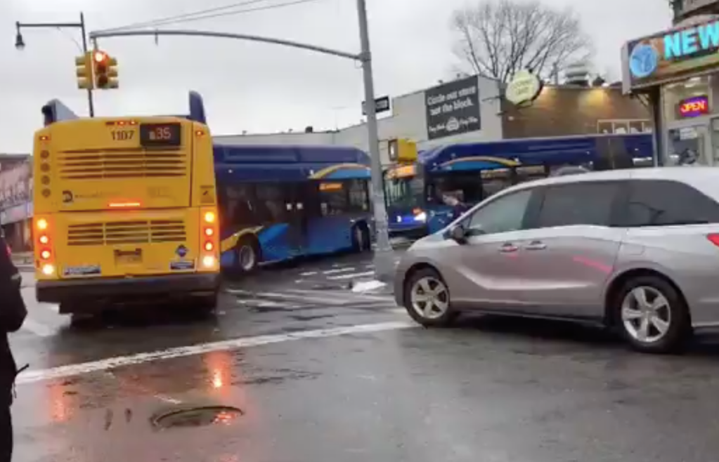 Illegally Parked Minivan Causes Borough Park Gridlock And MTA Bus Stalemate 