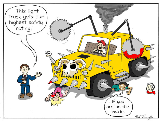 A Round and a Roundy: Cars are Safe … For Their Occupants