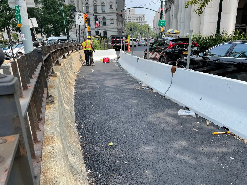 O! Be Joyful! The Brooklyn Bridge Bike Lane Has Made It To Manhattan