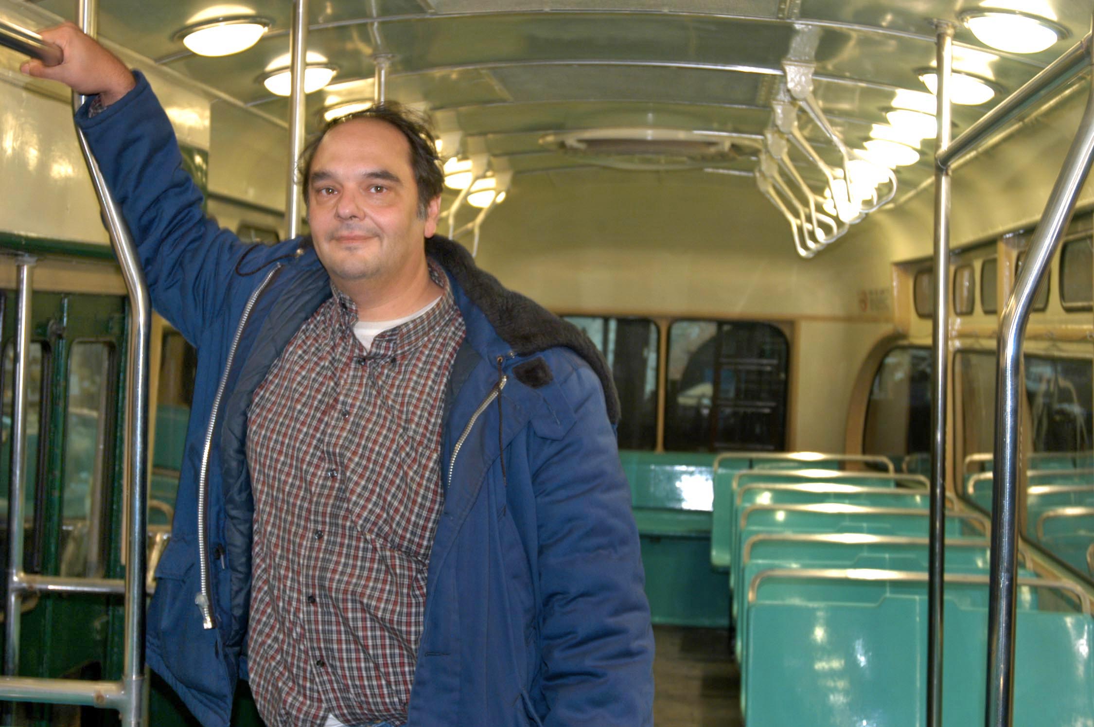 Diamond in one of his vintage trolleys. Photo: Gregory P. Mango