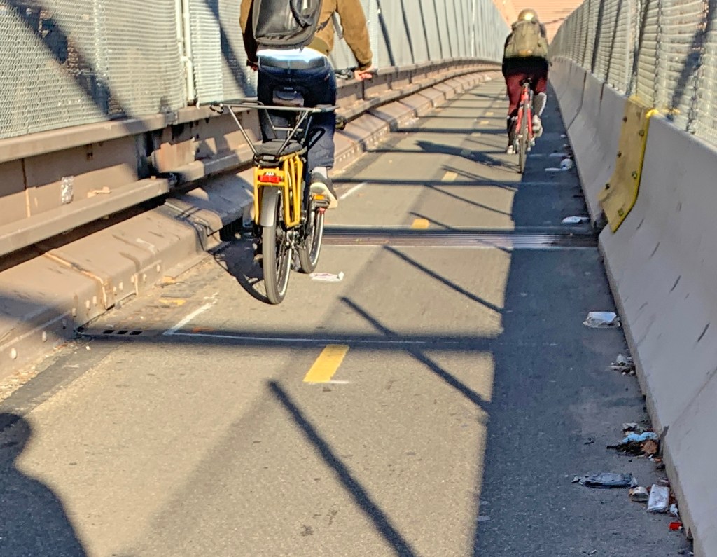 Drivers, Pedestrians are Already Trashing the Brooklyn Bridge Bike Path