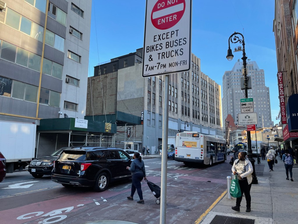 Eyes on the Street: The Jay Street Busway is Being Undermined by Illegal Car Traffic