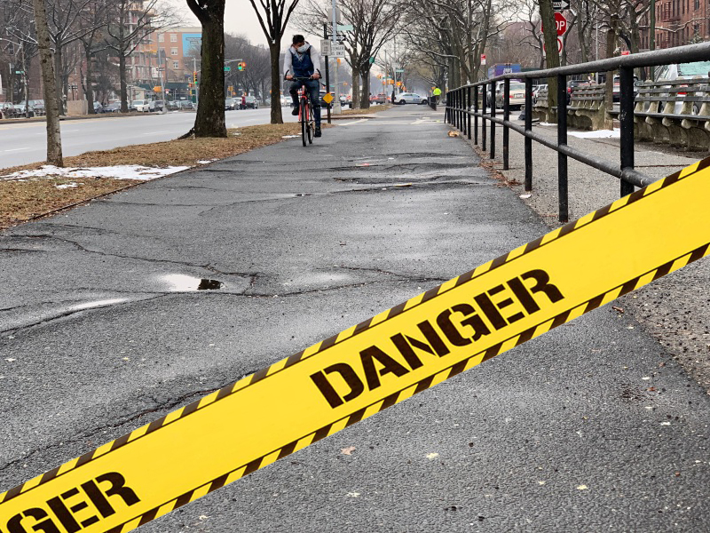 Cycling Groups Sound Alarm that More of Ocean Parkway Bike Path is Falling Apart