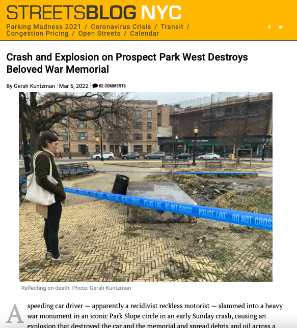 How Streetsblog covered the Sunday crash.