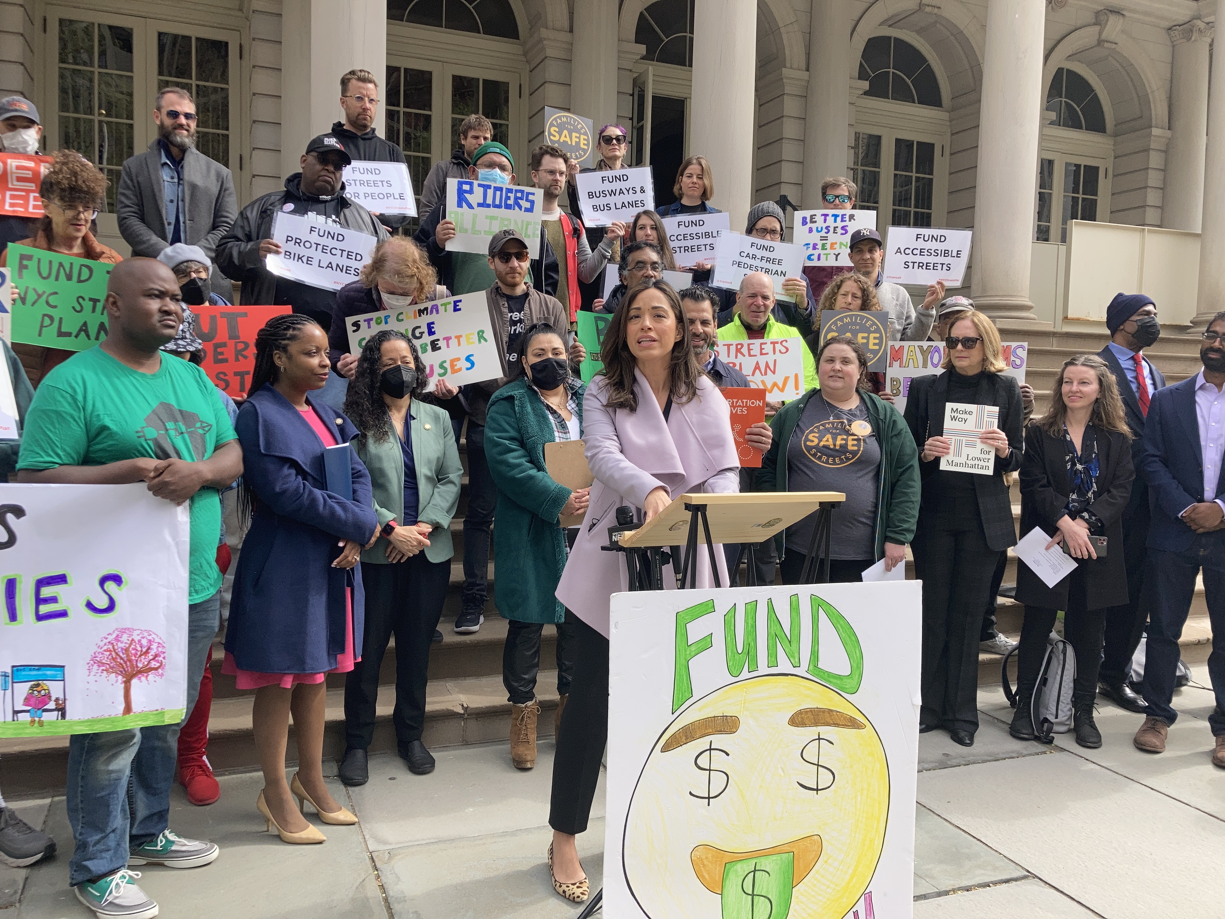 Council Member Carlina Rivera during the rally. Photo: Julianne Cuba