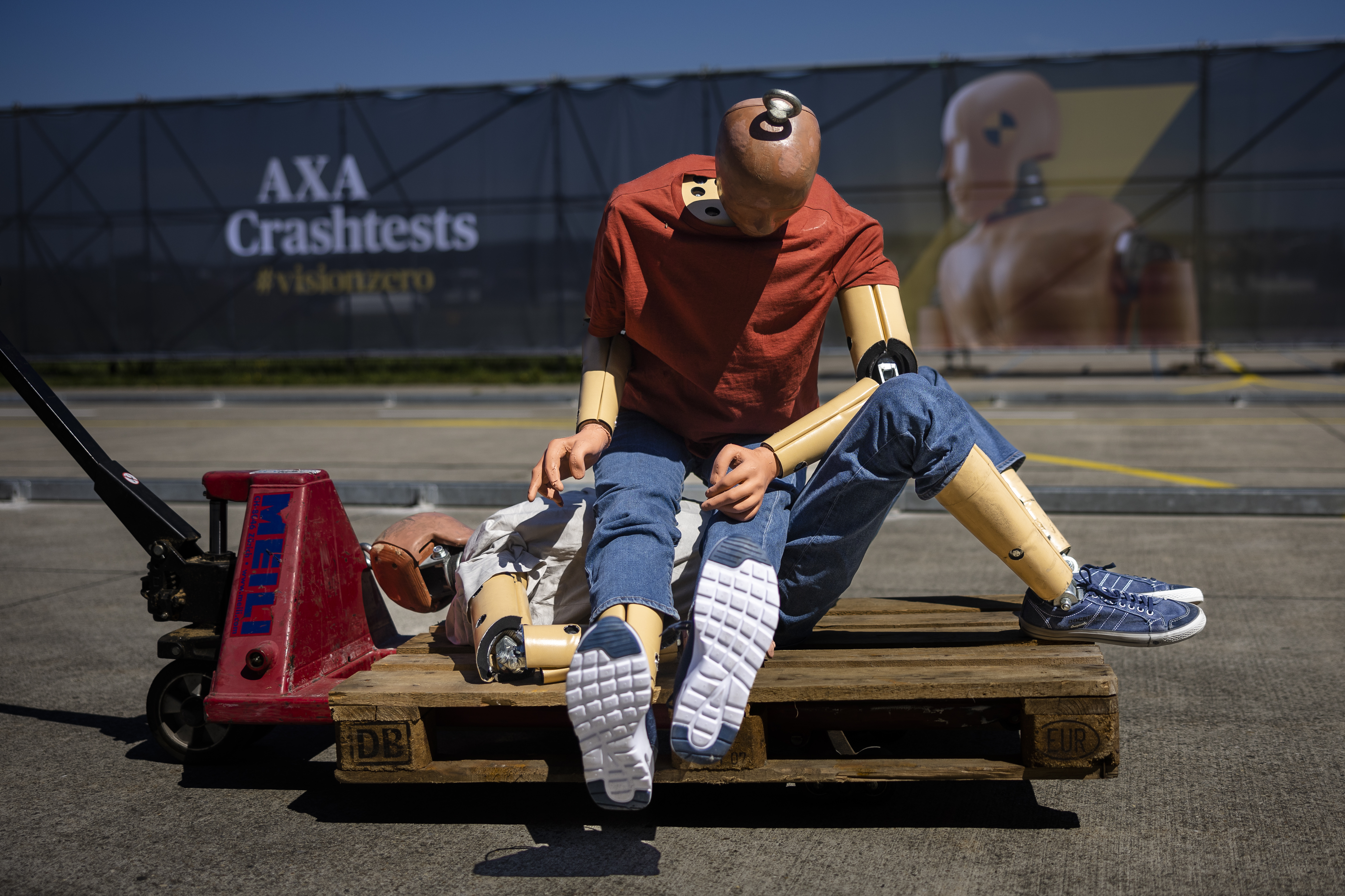 Crash test dummies after a rough day at the track. Photo: Michael Buholzer/AXA