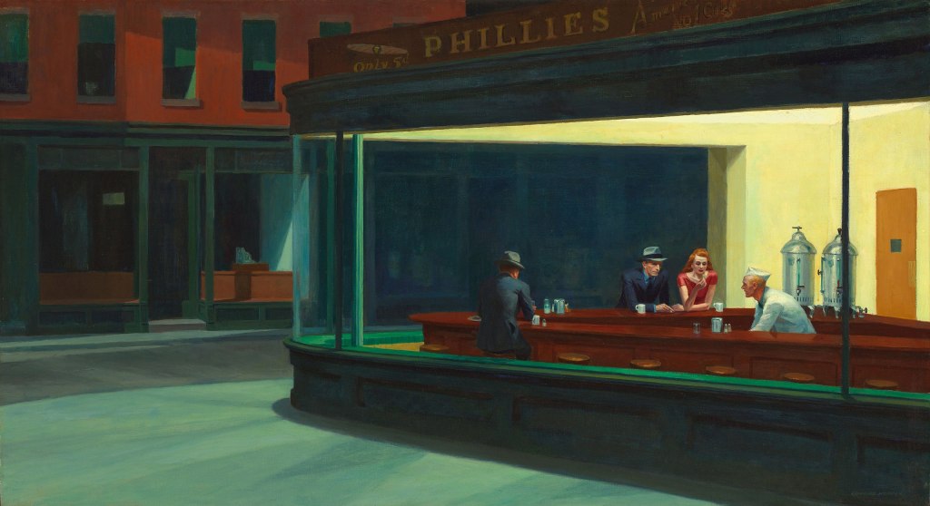Edward Hopper's original, "Nighthawks." Photo: Wikipedia