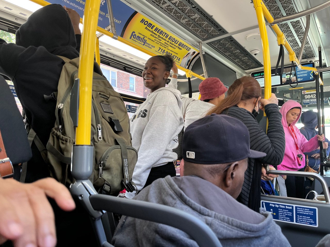 The packed Bx3 as it moved south. Photo: Eve Kessler