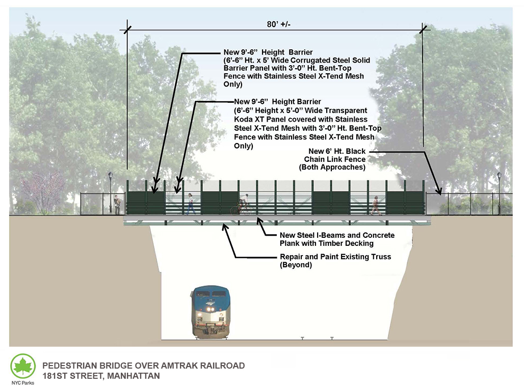 The Parks Department published this design for the bridge reconstruction several years ago. Rendering: NYC Parks