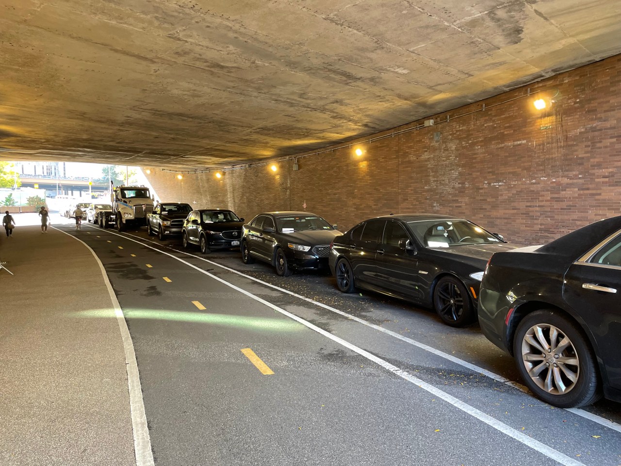 Cars allowed through the Park Row security cordon, parked all over Park Row. Photo: Dave Colon