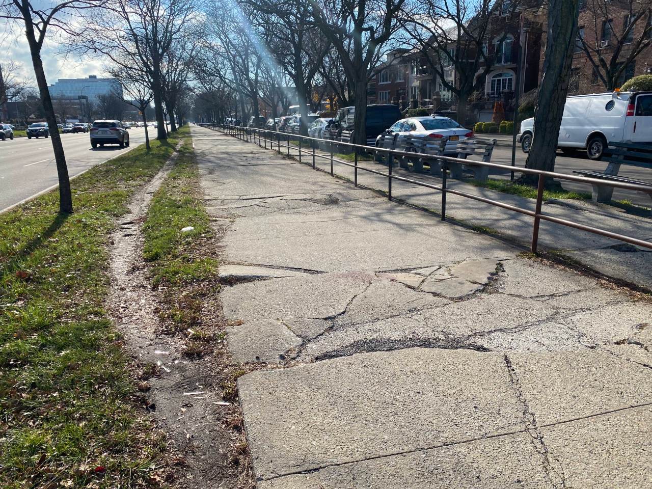 A desire path in the mud stretches into the horizon alongside the supposed bike path. Photo: Kevin Duggan