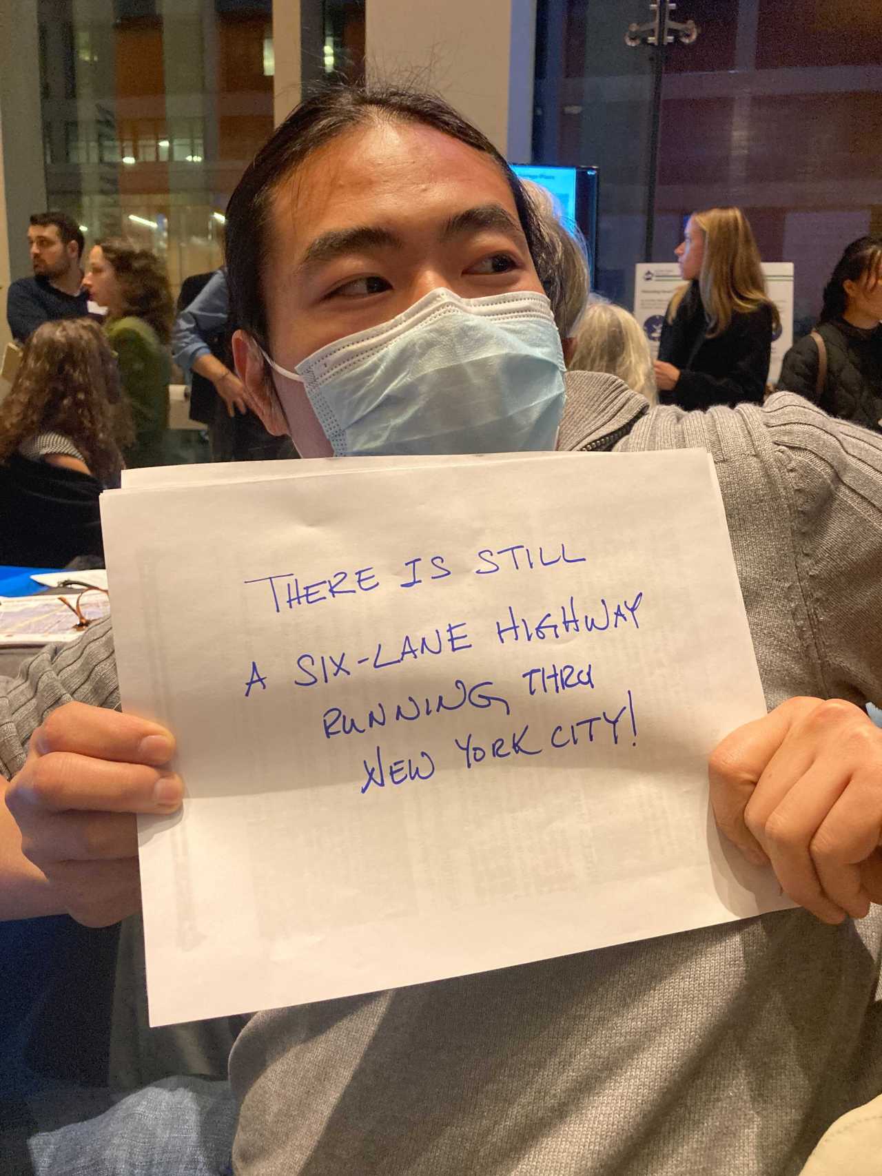 One person put the discussion in perspective. Photo: Julianne Cuba