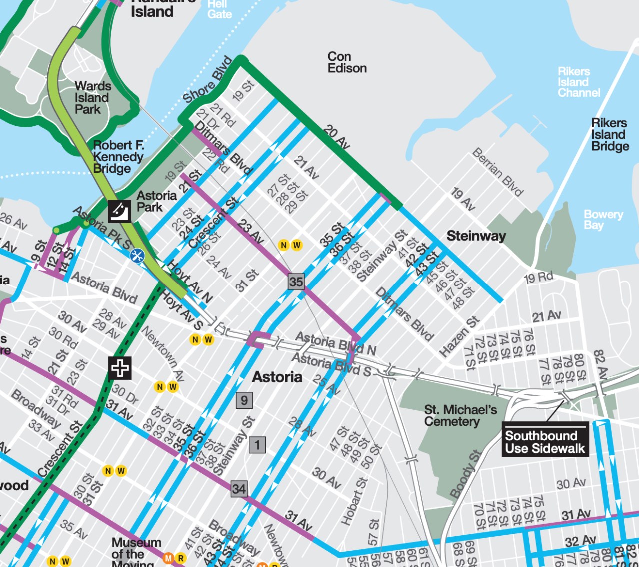 There are very few protected bike lanes (shown in green) in the area of the crash. Map: DOT