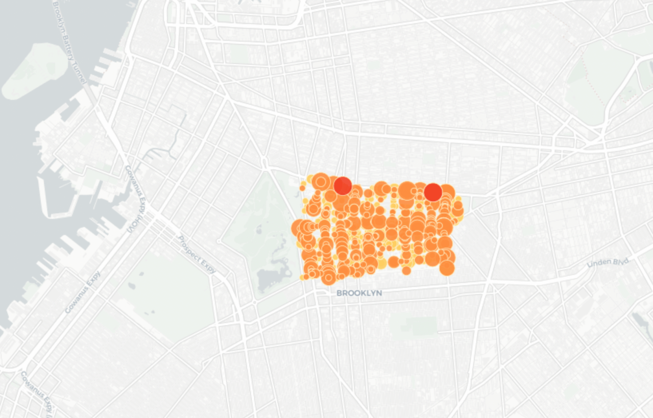 A tiny part of Brooklyn ... with a lot of crashes. Photo: Crashmapper