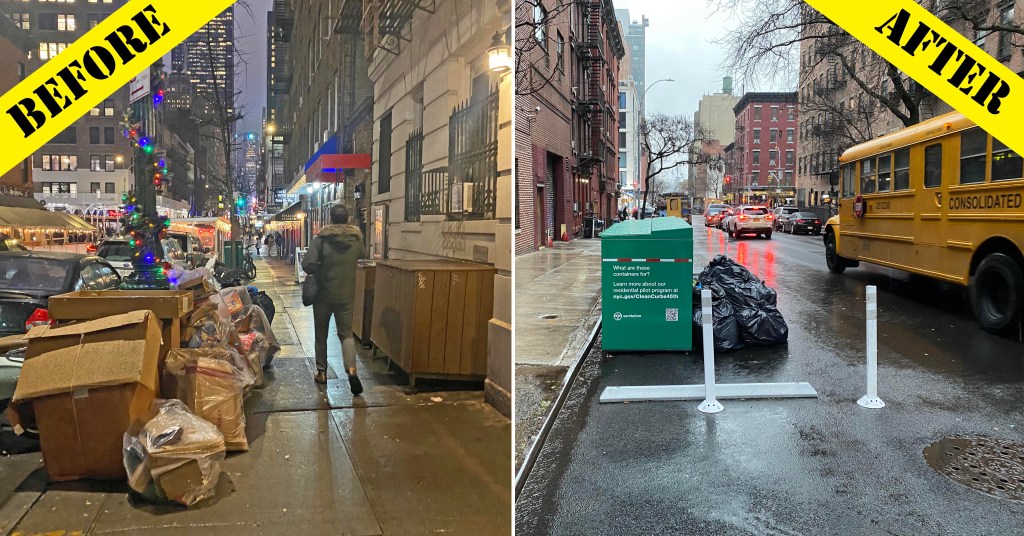Eyes on the Street: Trash Containerization Keeps Sidewalk Clear, But More Boxes Needed