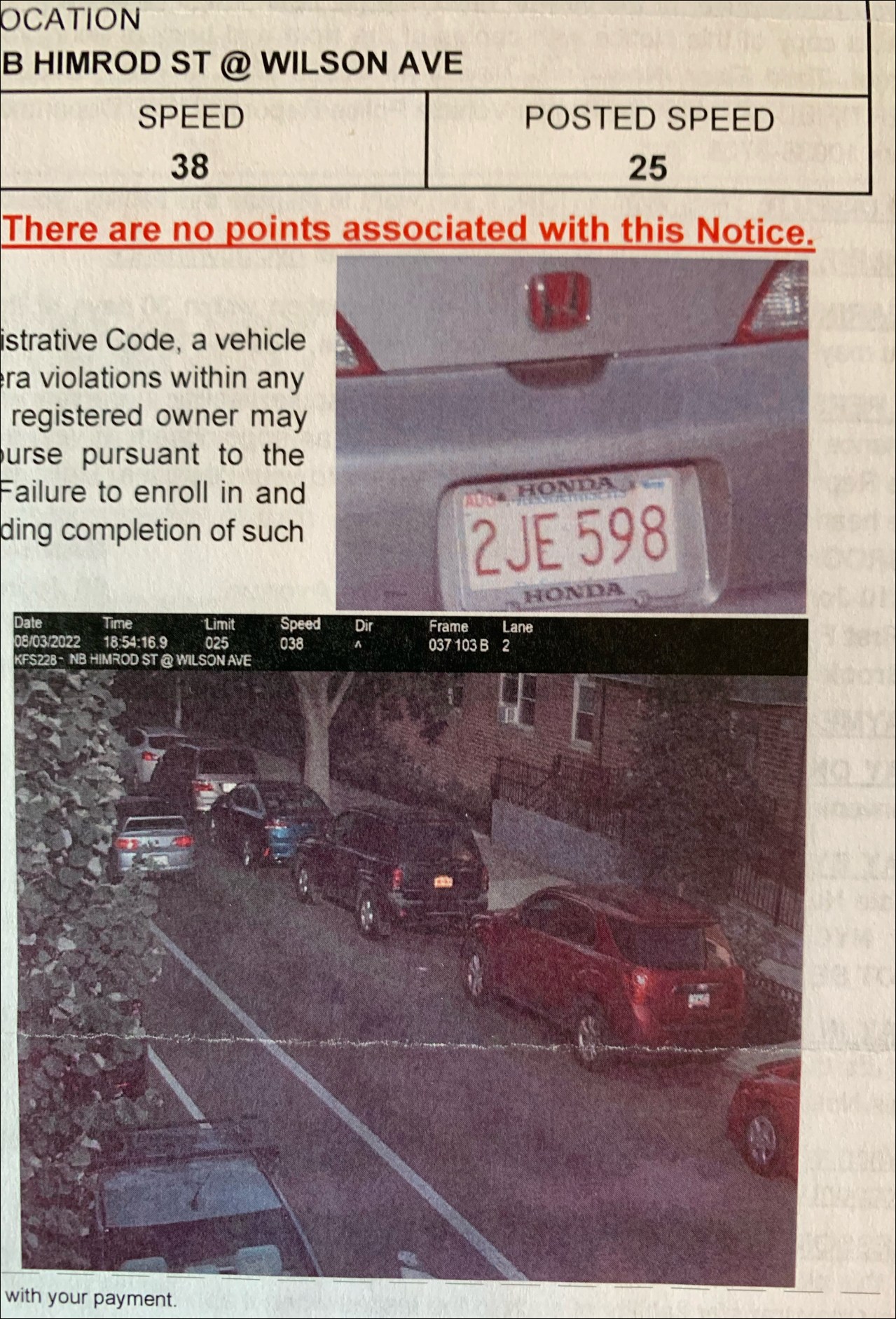 Stacy Sack's red Honda Fit is not the silver/gray Honda that sped past a city speed camera.